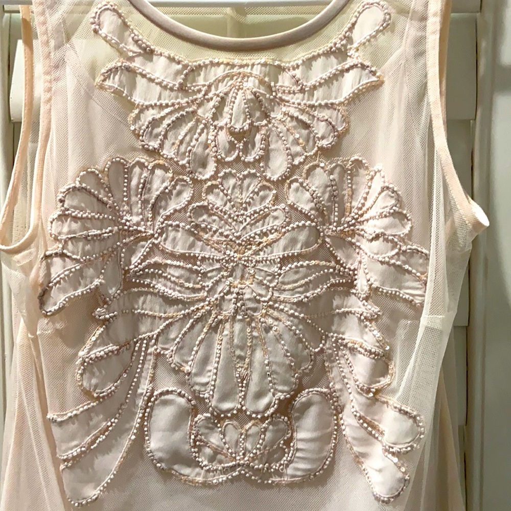 Gorgeous Sheer Blush top with beaded detail top